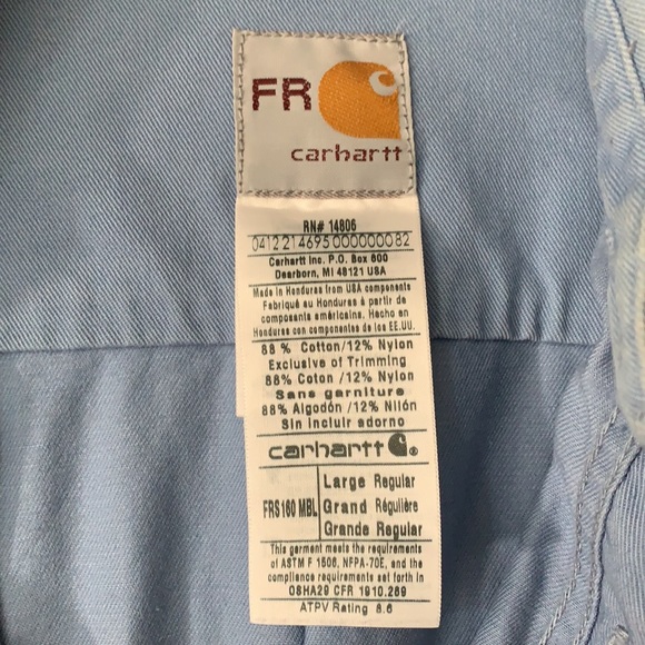 Men’s Carhartt Periwinkle Long Sleeve Collar Shirt - Picture 6 of 6
